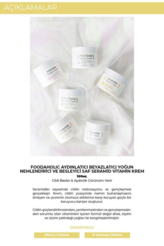 FOODAHOLIC Ceramide Aydınlatıcı Beyazlatıcı Niasinamid Içeren Nemlendirici Ve Besleyici Saf Vitamin Krem 100ml görsel 2