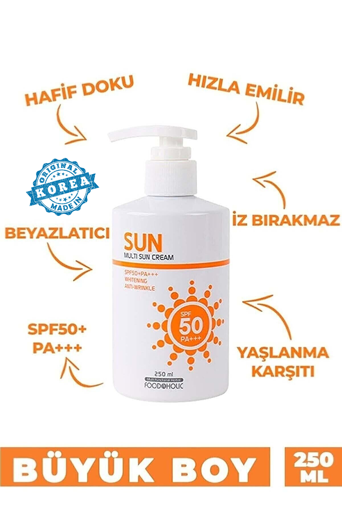 FOODAHOLIC Multi Sun 250 ml Adenozin Içeren Yapışkan His Bırakmayan Leke Karşıtı Spf50 Pa Uva/uvb Güneş Kremi görsel 8