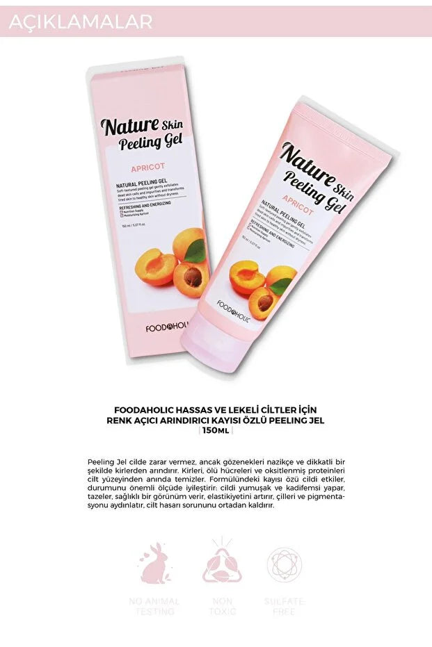 FOODAHOLIC Hassas Ve Lekeli Ciltler Için Renk Açıcı Arındırıcı Kayısı Özlü Peeling Jel Büyük Boy 150 ml görsel 2