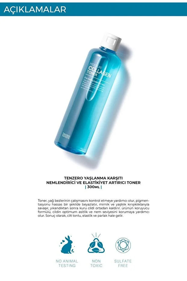 TENZERO Yaşlanma Karşıtı Nemlendirici Ve Elastikiyet Artırıcı Kolajen Içeren Toner 300 ml görsel 5