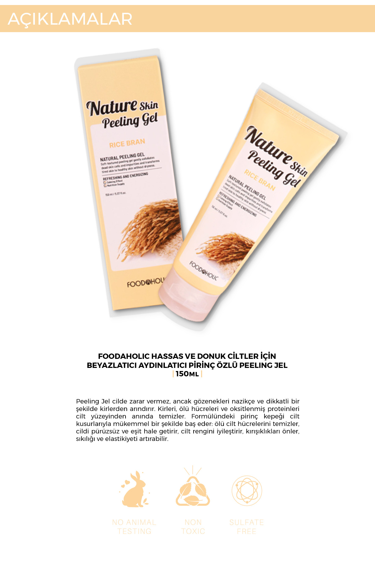 FOODAHOLIC Hassas Ve Donuk Ciltler Için Beyazlatıcı Aydınlatıcı Pirinç Kepeği Peeling Jel (büyük Boy) 150 ml görsel 5