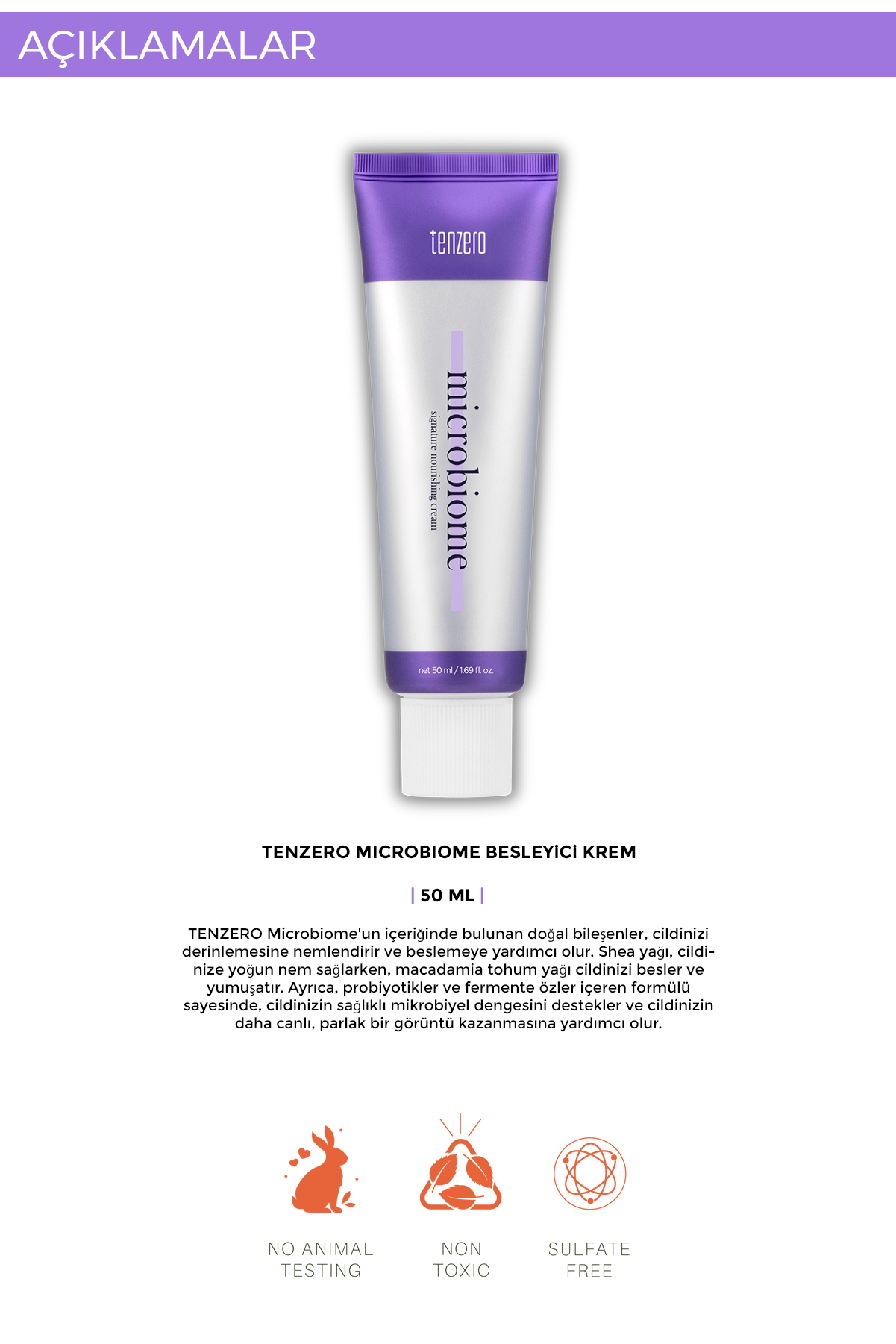 TENZERO Mikrobiyom Içeren Antikoksidan Cilt Yenilenmesine Yardımcı Besleyici Nemlendirici Krem 50 ml görsel 3