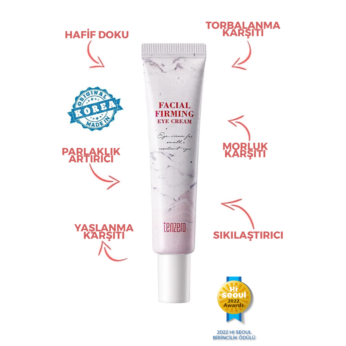 TENZERO MADE IN KOREA_Adenozin İçerir, Göz Altı Morlukları ve Kırışıklıkları Önler, Beyazlatıcı krem, 12 ml görsel 7