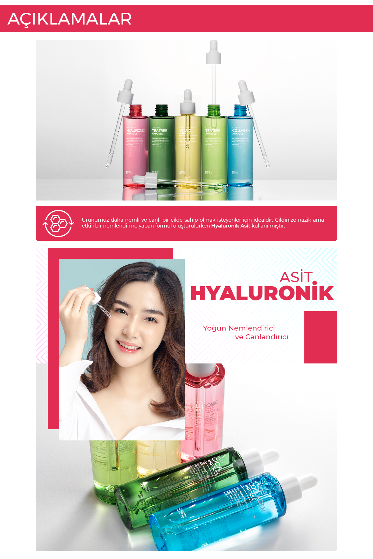 TENZERO Canlandırıcı Ve Yoğun Nemlendirici Hyaluronik Asit Ampoule Serum 110 ml görsel 5