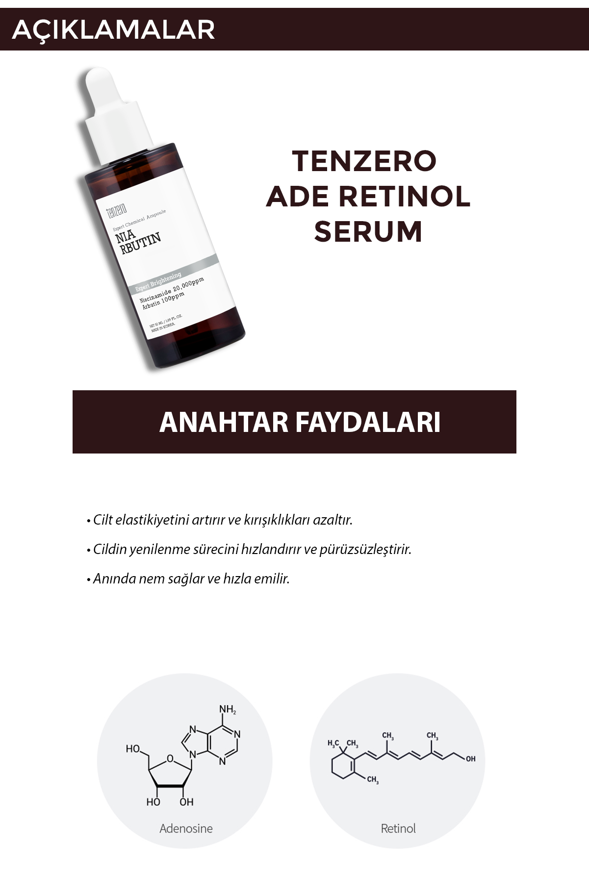 TENZERO Retinol Ve Adenozin Içeren Cilt Bariyerini Güçlendirici Yaşlanma Karşıtı Ampul Serum 50ml görsel 2