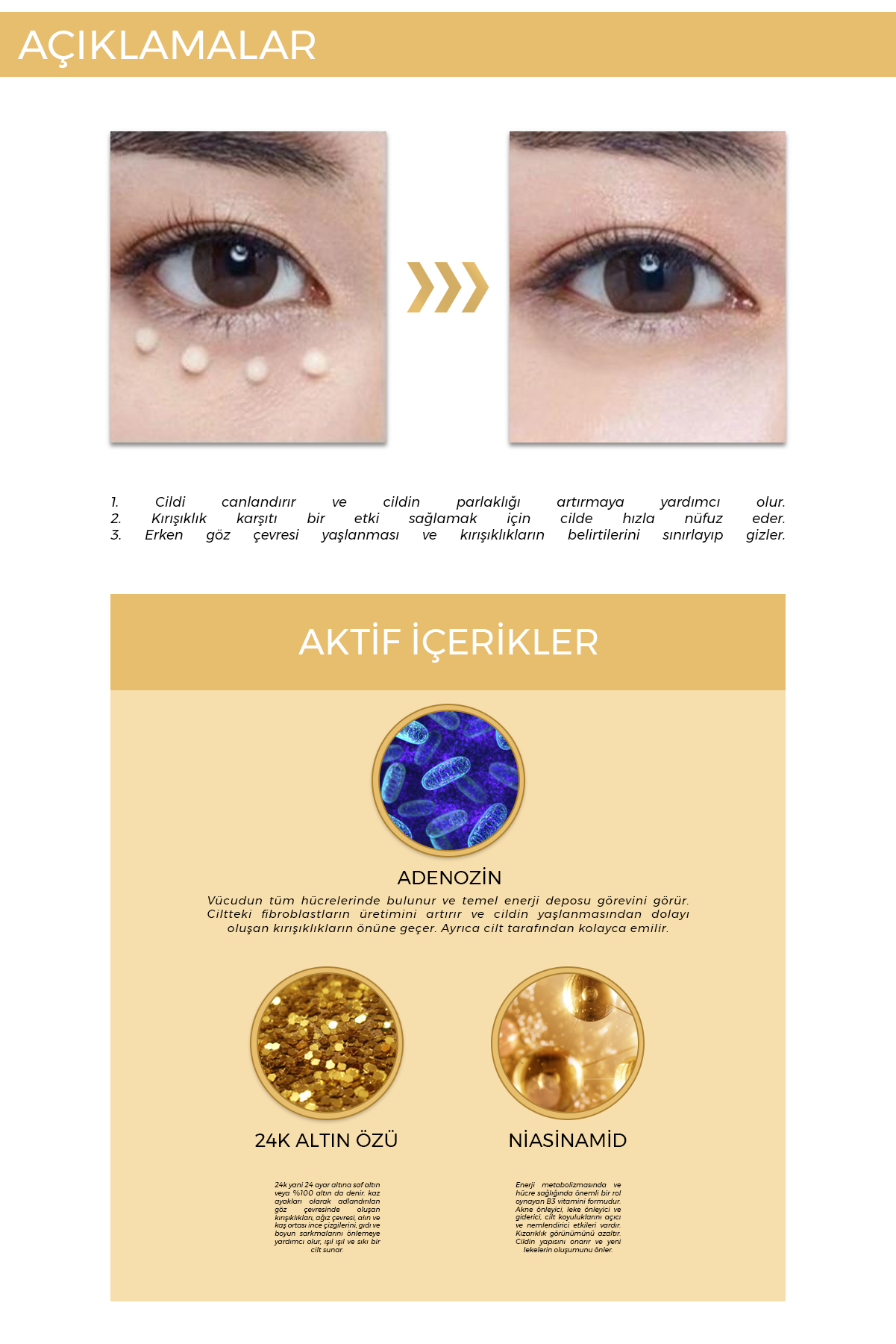 FOODAHOLIC 24k Altın Özlü  Gainbichaek Jin Göz Çevresi Kremi 40 ml görsel 4