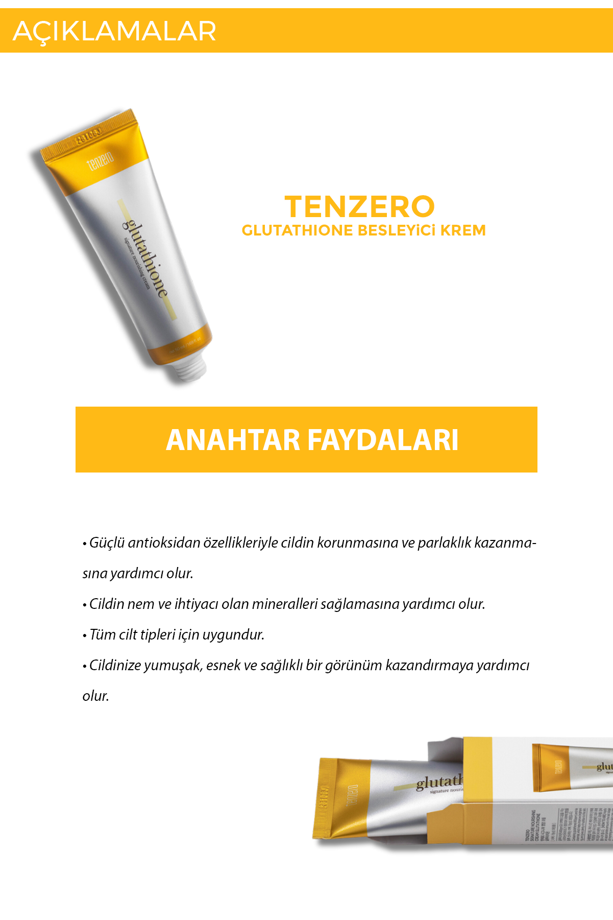 TENZERO Glutatyon Içeren Yaşlanma Karşıtı Besleyici Nemlendirici Özel Seri Krem görsel 3
