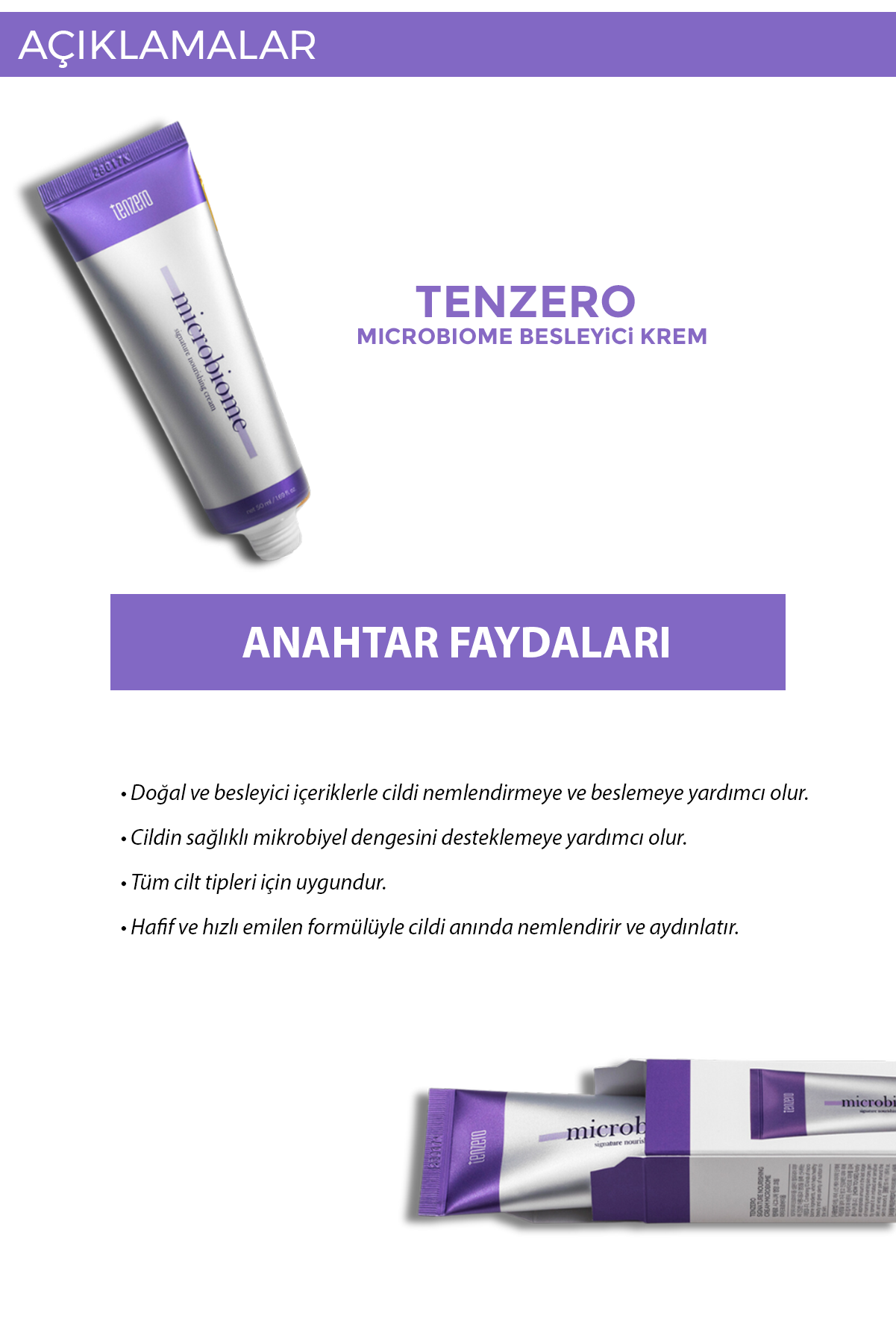 TENZERO Mikrobiyom Içeren Antikoksidan Cilt Yenilenmesine Yardımcı Besleyici Nemlendirici Krem 50 ml görsel 4