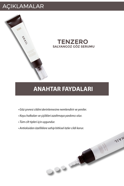 TENZERO Zenginleştirilmiş Salyangoz Müsini Içeren Yaşlanma Karşıtı Etkili Snail Göz Serumu 30ml görsel 2