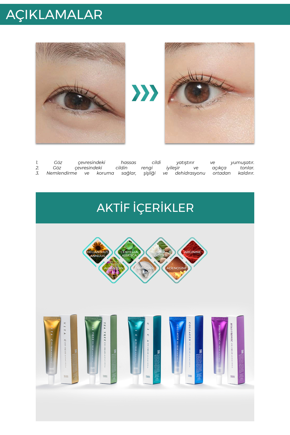 TENZERO Hyaluronik Asit Ve Niasinamid Içeren Aydınlatıcı Göz Kremi - Kırışıklık Ve Morluk Karşıtı 40 ml görsel 4