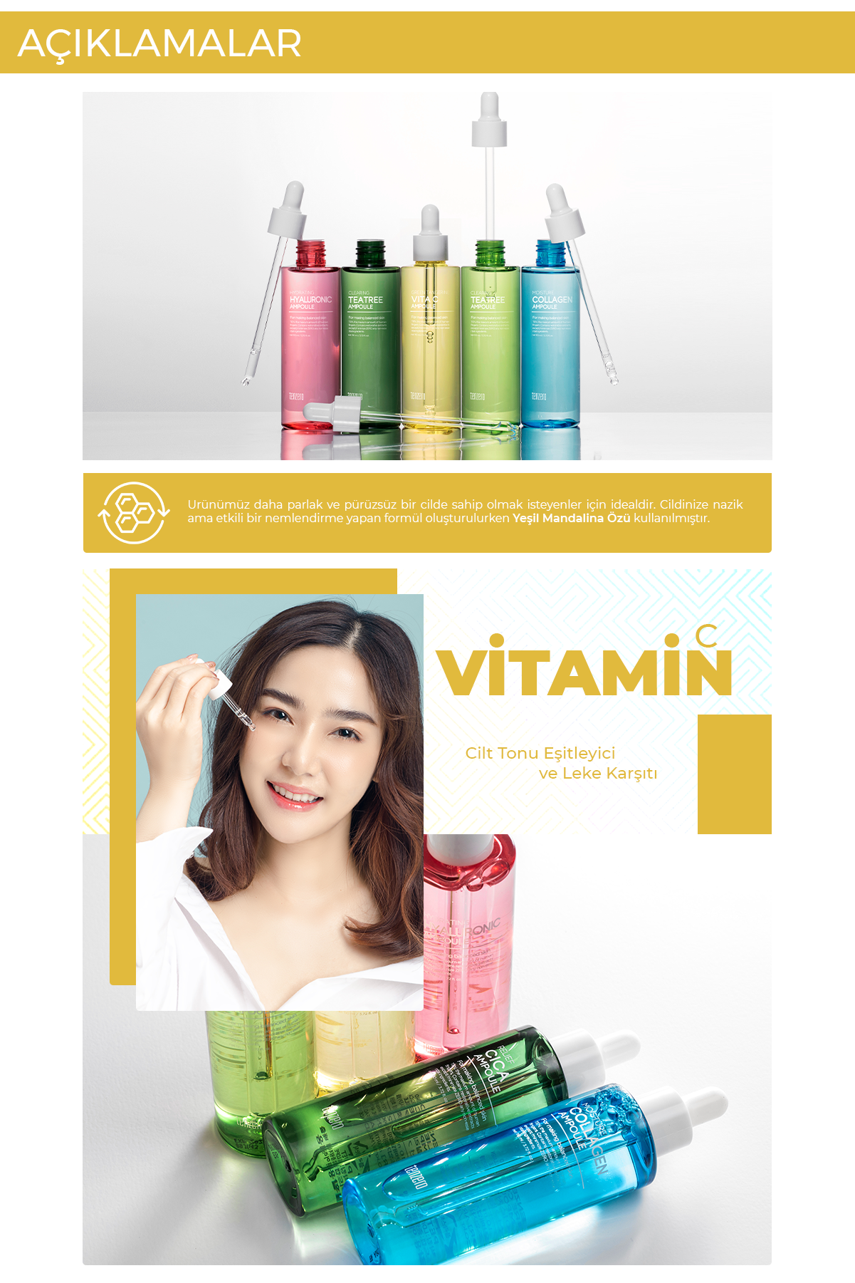 TENZERO Aydınlatıcı C Vitamini Ton Eşitleyici Leke Ve Siyah Nokta Karşıtı Vita C Ampoule Serum 110 ml görsel 3