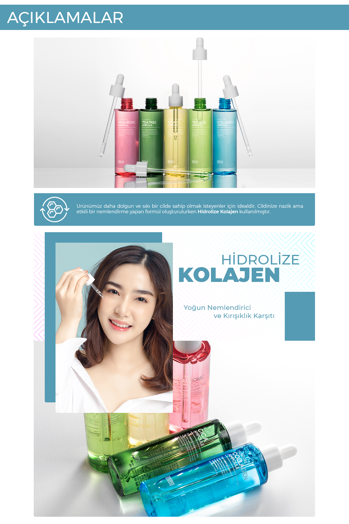 TENZERO Yaşlanma Karşıtı Yoğun Nemlendirici Kolajen Ampoule Serum 110 ml görsel 4