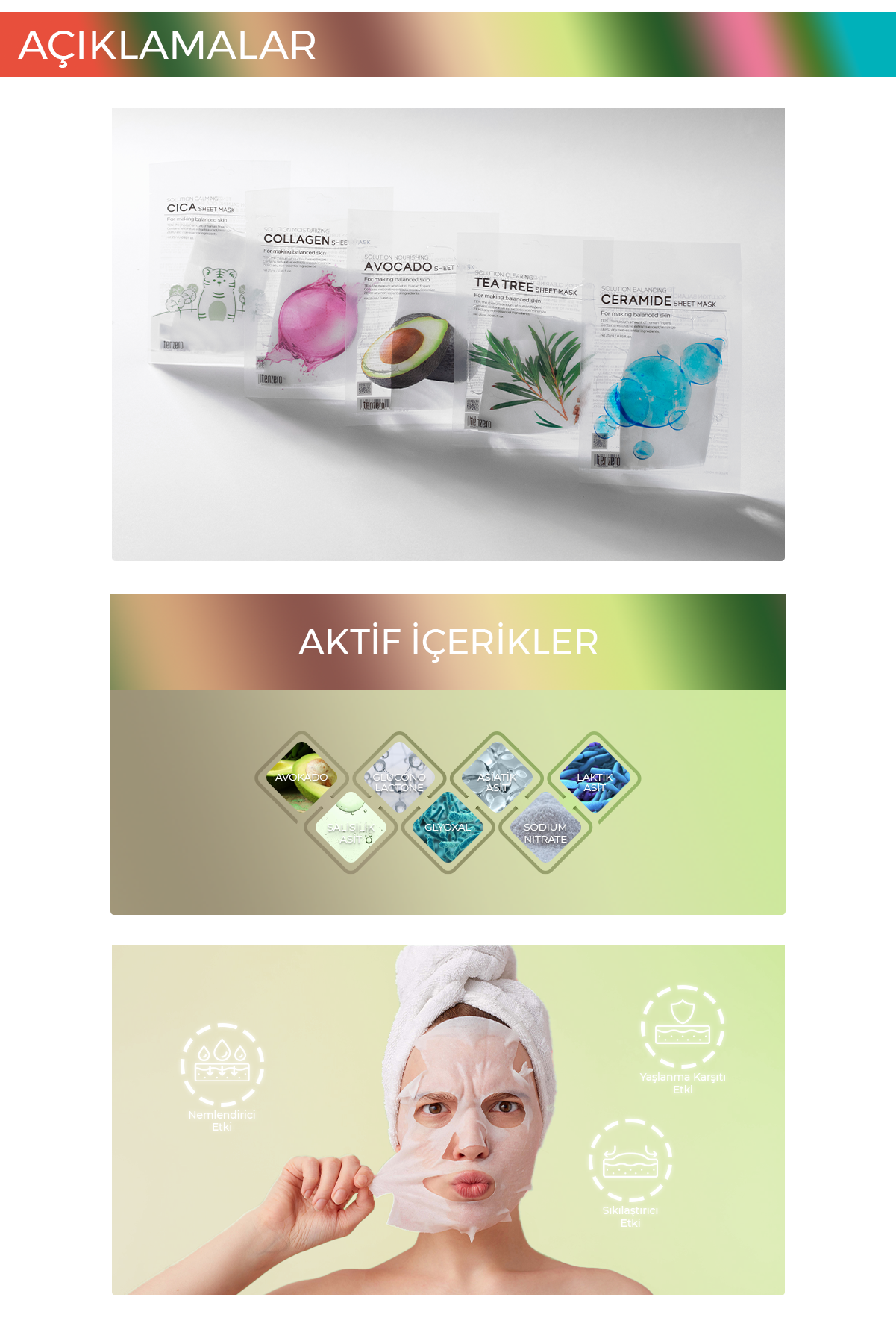 TENZERO 10 Çeşit Öz Içerikli Şeffaf Pamuk Kore Yaşlanma Karşıtı Maske Seti görsel 2