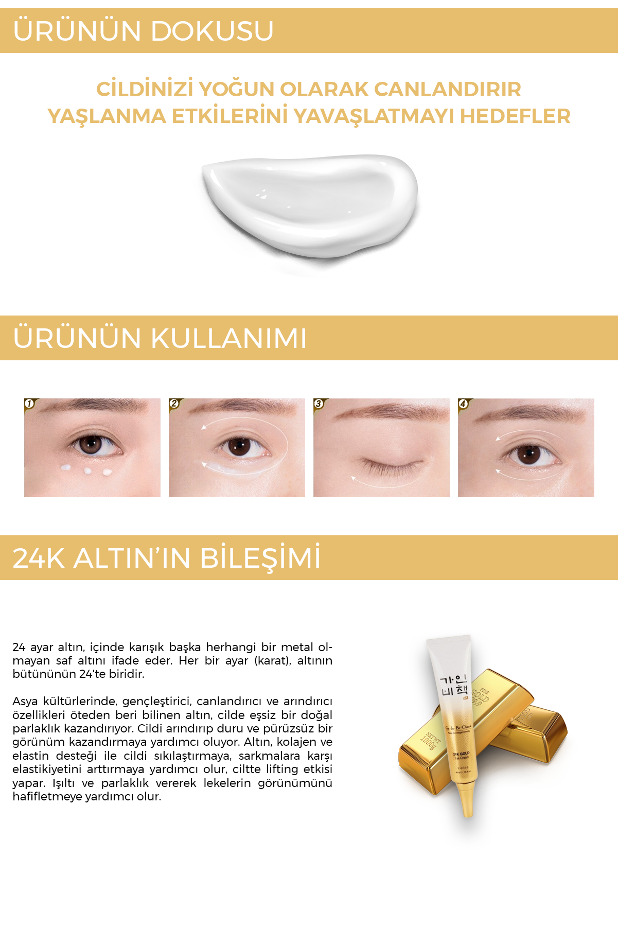 FOODAHOLIC 24k Altın Özlü  Gainbichaek Jin Göz Çevresi Kremi 40 ml görsel 5