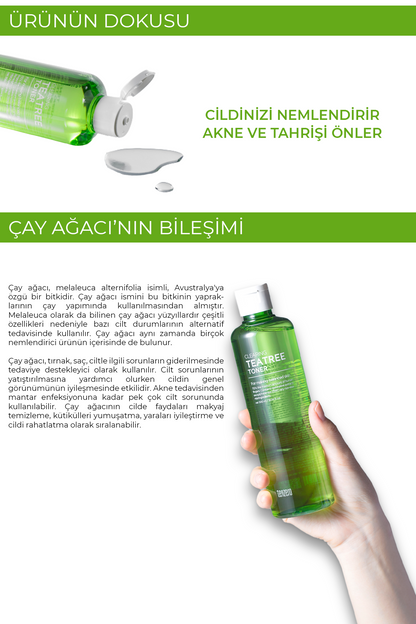 TENZERO Yenileyici Gözenek Karşıtı Yoğun Nemlendirici Ve Akne Karşıtı Çay Ağacı Özü Içeren Toner 300ml görsel 4