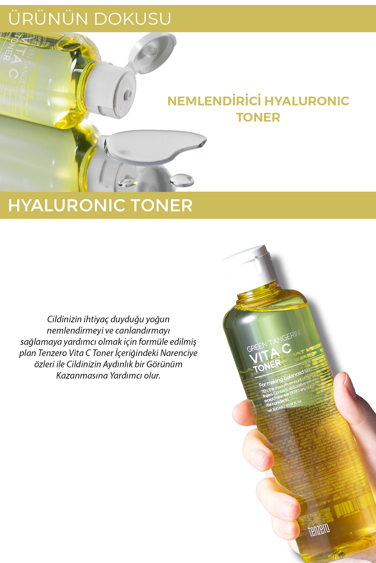 TENZERO Yeşil Mandalinalı,c Vitaminli,gözenek Sıkılaştırıcı, Leke Karşıtı, Aydınlatıcı Ve Beyazlatıcı Tonik görsel 2