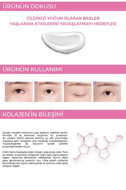 FOODAHOLIC Yoğun Kolajen Içeren Sıkılaştırıcı Aydınlatıcı Kırışıklık Karşıtı Göz Çevresi Ve Yüz Kremi görsel 3