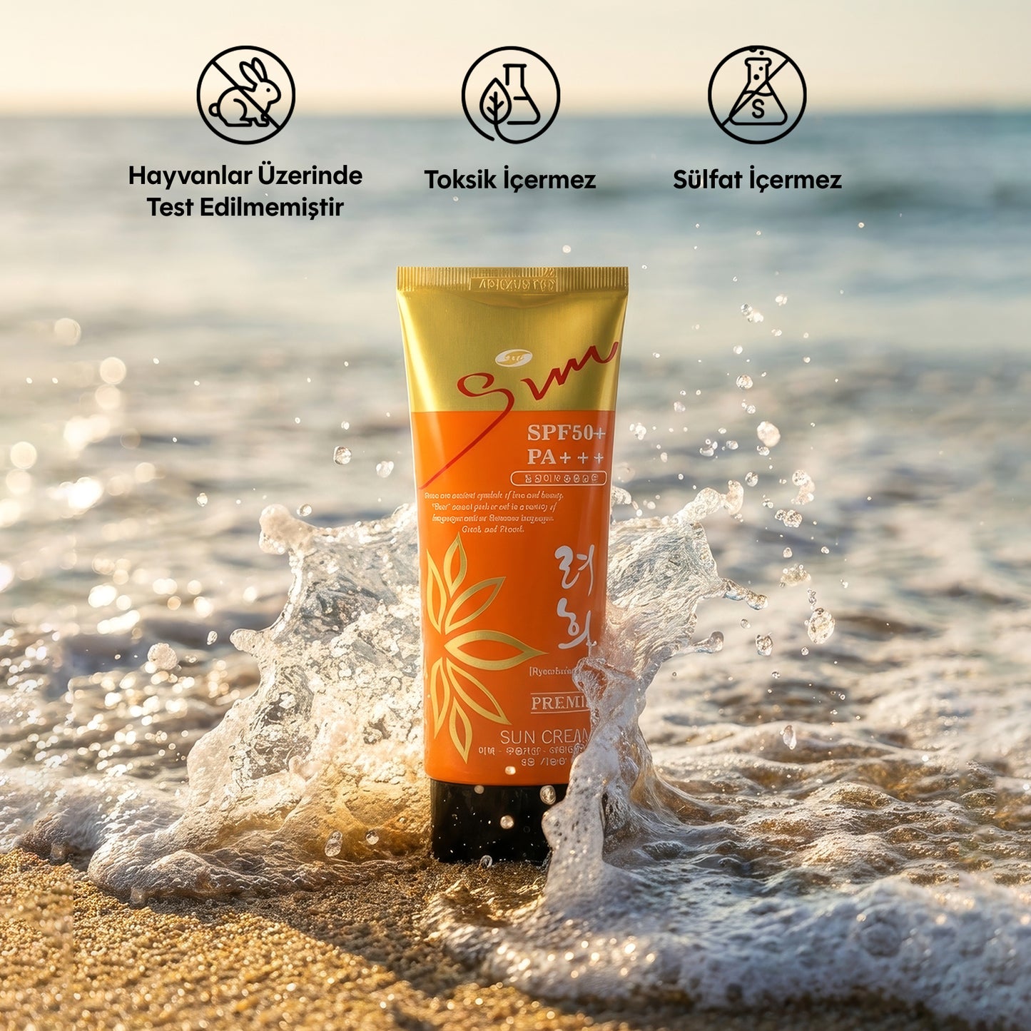 FOODAHOLIC Premium Sun Adenozin Içeren Yapışkan His Bırakmayan Leke Karşıtı Spf50+pa+++ Uva&uvb Güneş Kremi