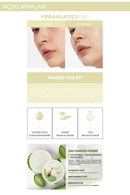 FOODAHOLIC Saf Organik Kore Salyangoz Moisture Soothing Jel Krem 300 ml görsel 6