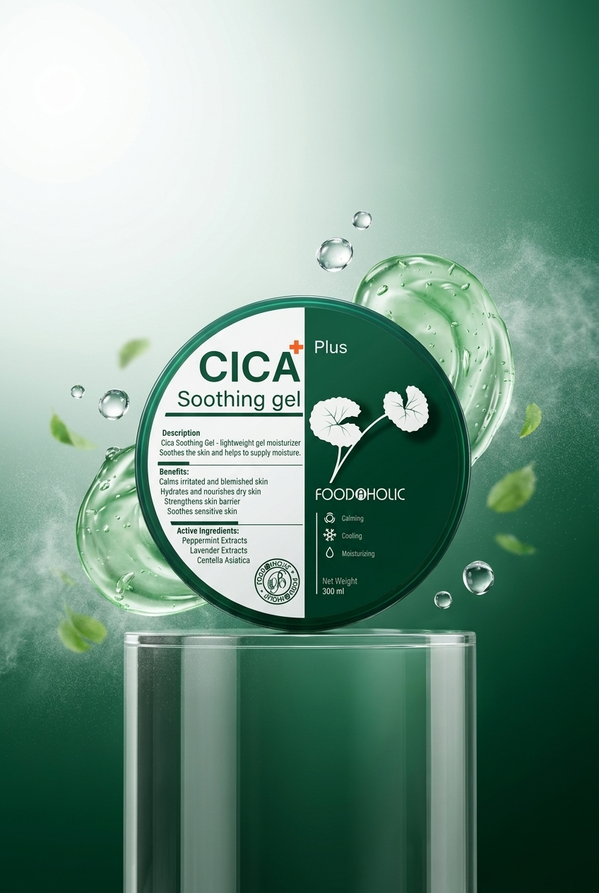 FOODAHOLIC Centella Asiatica Saf Organik Yatıştırıcı Ve Akne Karşıtı Kore Cica Soothing Jel Krem 300ml