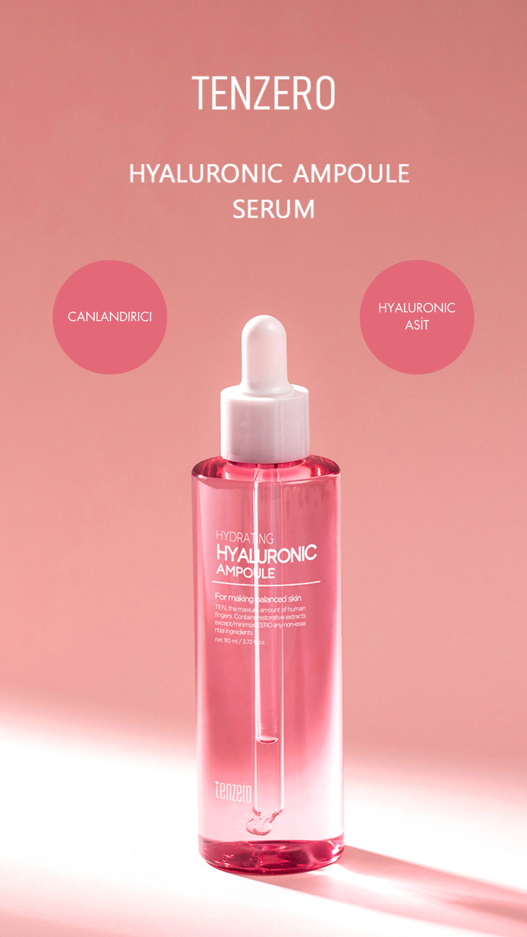 TENZERO Canlandırıcı Ve Yoğun Nemlendirici Hyaluronik Asit Ampoule Serum 110 ml görsel 3