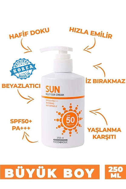 FOODAHOLIC Multi Sun 250 ml Adenozin Içeren Yapışkan His Bırakmayan Leke Karşıtı Spf50 Pa Uva/uvb Güneş Kremi görsel 8