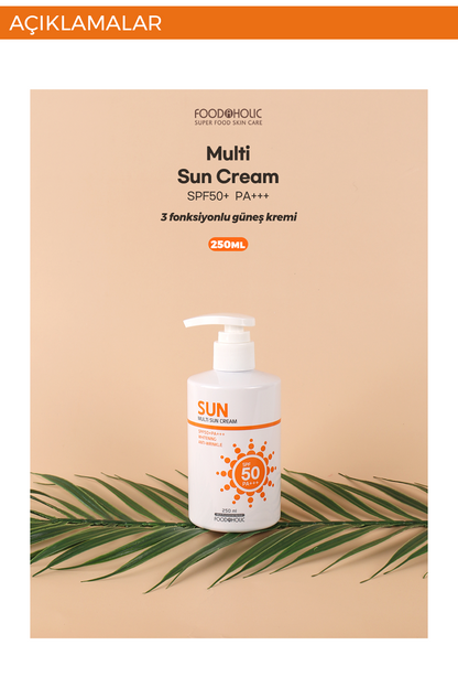 FOODAHOLIC Multi Sun 250 ml Adenozin Içeren Yapışkan His Bırakmayan Leke Karşıtı Spf50 Pa Uva/uvb Güneş Kremi görsel 2