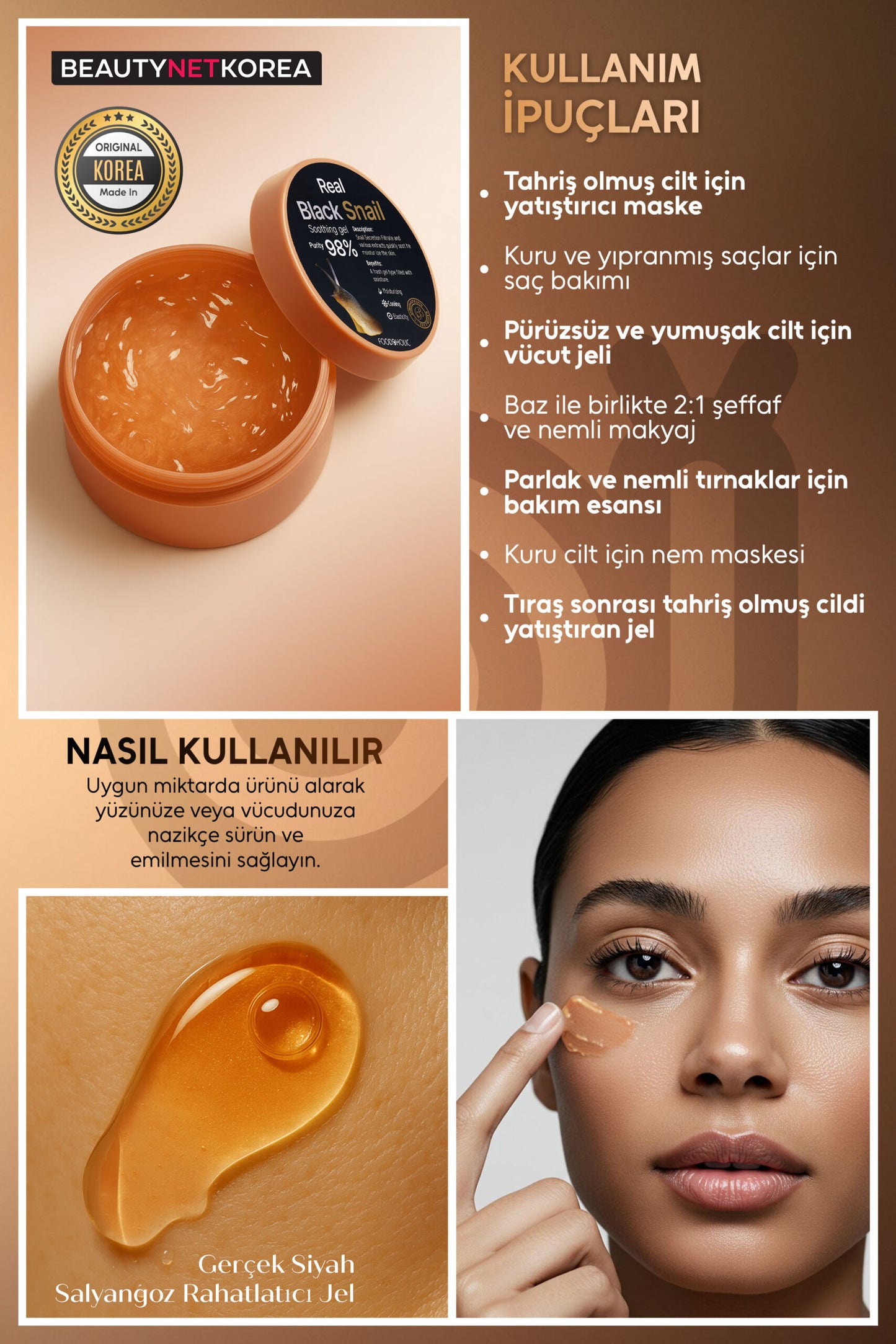 FOODAHOLIC PATENTLİ Anti Sebum P | Siyah Salyangoz Özlü Jel %98 | Yatıştırıcı & Nemlendirici | Tüm Cilt Tipleri görsel 3
