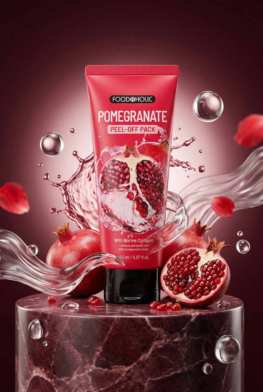 FOODAHOLIC Collagen / Kolajen Pomegranate / Nar Soyulabilir Peel-Off Yüz Maskesi