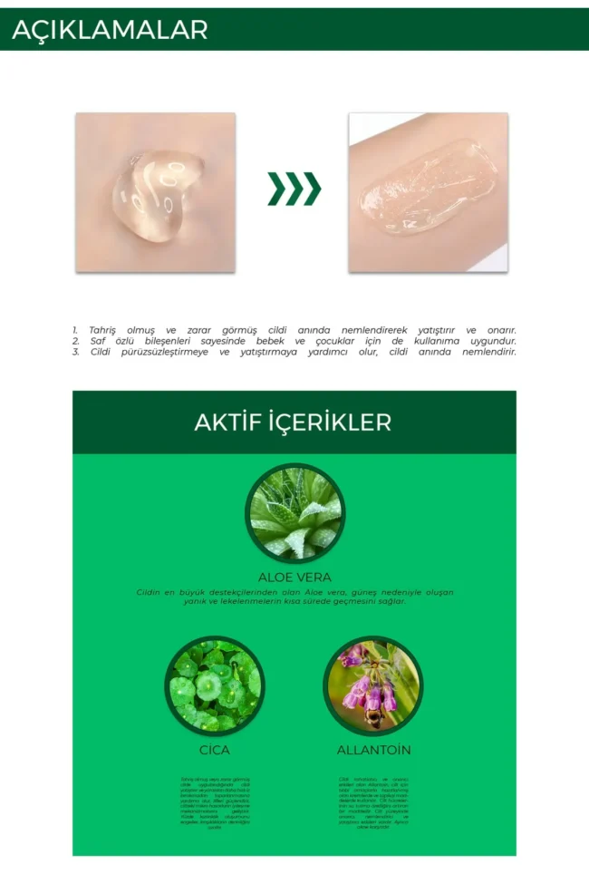 FOODAHOLIC Saf Organik Yatıştırıcı Kore Aloe Vera Soothing Jel Krem - Görsel 3